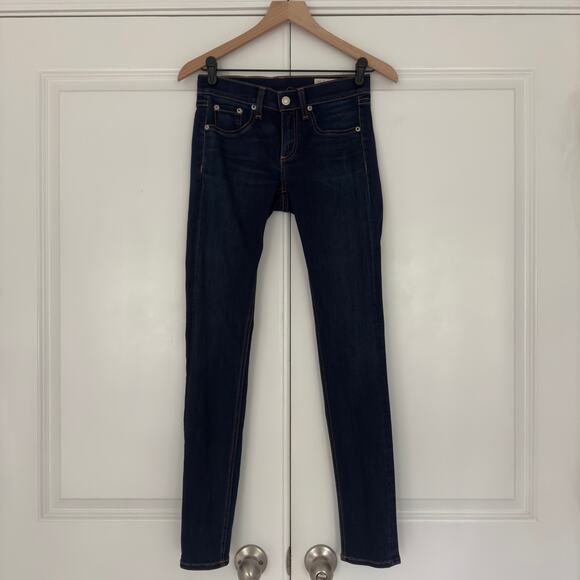 Rag & Bone Dark Wash Skinny Jeans 5-Pocket button zip Cotton stretch Made in USA - Picture 1 of 12